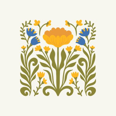 Çiçek soyut elementler. Botanik kompozisyonu. Modern trend Matisse minimal tarzı. Çiçek posteri, davet. Tebrik kartı veya davet tasarımı için vektör düzenlemeleri