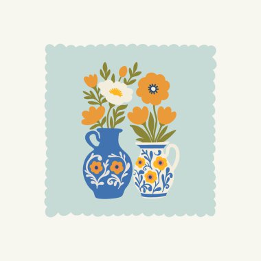 Çiçek soyut elementler. Botanik kompozisyonu. Modern trend Matisse minimal tarzı. Çiçek posteri, davet. Tebrik kartı veya davet tasarımı için vektör düzenlemeleri