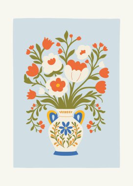 Çiçek soyut elementler. Botanik kompozisyonu. Modern trend Matisse minimal tarzı. Çiçek posteri, davet. Tebrik kartı veya davet tasarımı için vektör düzenlemeleri