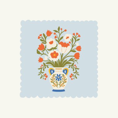 Çiçek soyut elementler. Botanik kompozisyonu. Modern trend Matisse minimal tarzı. Çiçek posteri, davet. Tebrik kartı veya davet tasarımı için vektör düzenlemeleri