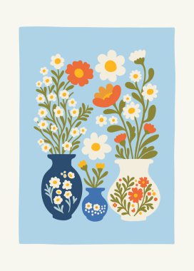 Çiçek soyut elementler. Botanik kompozisyonu. Modern trend Matisse minimal tarzı. Çiçek posteri, davet. Tebrik kartı veya davet tasarımı için vektör düzenlemeleri