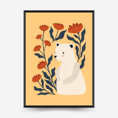 Soyut Çocuk Odası posterleri şablonu. Modern modaya uygun çocuklar. Duvar kağıdı, duvar dekoru, baskı, kartpostal, kapak, şablon, pankart için el çizimi tasarımı. 