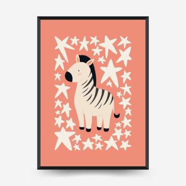 Soyut Çocuk Odası posterleri şablonu. Modern modaya uygun çocuklar. Duvar kağıdı, duvar dekoru, baskı, kartpostal, kapak, şablon, pankart için el çizimi tasarımı. 