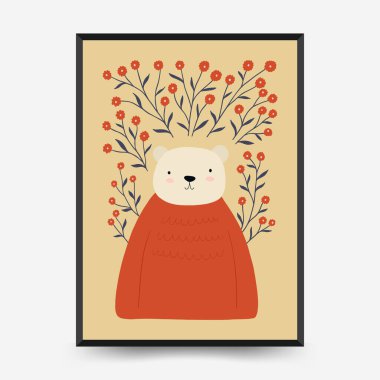 Soyut Çocuk Odası posterleri şablonu. Modern modaya uygun çocuklar. Duvar kağıdı, duvar dekoru, baskı, kartpostal, kapak, şablon, pankart için el çizimi tasarımı. 