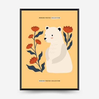 Soyut Çocuk Odası posterleri şablonu. Modern modaya uygun çocuklar. Duvar kağıdı, duvar dekoru, baskı, kartpostal, kapak, şablon, pankart için el çizimi tasarımı. 