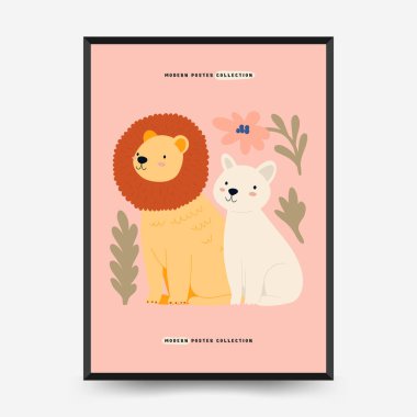 Soyut Çocuk Odası posterleri şablonu. Modern modaya uygun çocuklar. Duvar kağıdı, duvar dekoru, baskı, kartpostal, kapak, şablon, pankart için el çizimi tasarımı. 