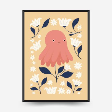 Soyut Çocuk Odası posterleri şablonu. Modern modaya uygun çocuklar. Duvar kağıdı, duvar dekoru, baskı, kartpostal, kapak, şablon, pankart için el çizimi tasarımı. 