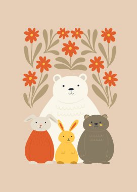 Soyut Çocuk Odası. Modern modaya uygun çocuklar. Duvar kağıdı, duvar dekoru, baskı, kartpostal, kapak, şablon, pankart için el çizimi tasarımı. 