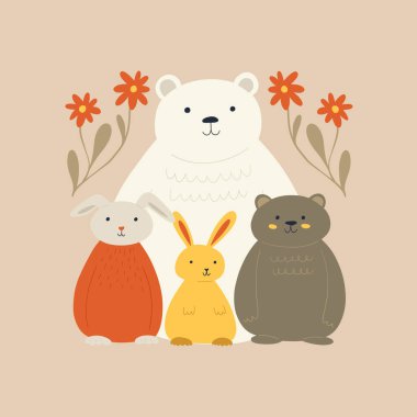 Soyut Çocuk Odası. Modern modaya uygun çocuklar. Duvar kağıdı, duvar dekoru, baskı, kartpostal, kapak, şablon, pankart için el çizimi tasarımı. 