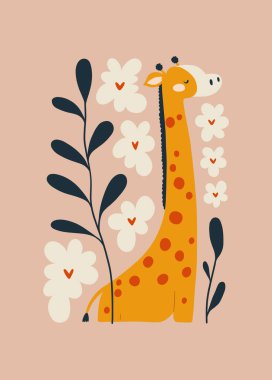 Soyut Çocuk Odası. Modern modaya uygun çocuklar. Duvar kağıdı, duvar dekoru, baskı, kartpostal, kapak, şablon, pankart için el çizimi tasarımı. 