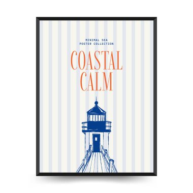 Yaz temalı düzenlenebilir vektör posteri: plaj, deniz, güneş, dalgalar, şemsiyeler. Asgari stil, kişiselleştirmesi kolay, baskı, dekor ve sosyal medya için ideal.