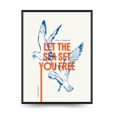 Yaz temalı düzenlenebilir vektör posteri: plaj, deniz, güneş, dalgalar, şemsiyeler. Asgari stil, kişiselleştirmesi kolay, baskı, dekor ve sosyal medya için ideal.