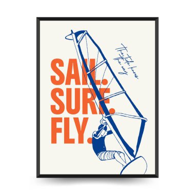 Yaz temalı düzenlenebilir vektör posteri: plaj, deniz, güneş, dalgalar, şemsiyeler. Asgari stil, kişiselleştirmesi kolay, baskı, dekor ve sosyal medya için ideal.