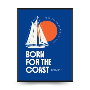 Yaz temalı düzenlenebilir vektör posteri: plaj, deniz, güneş, dalgalar, şemsiyeler. Asgari stil, kişiselleştirmesi kolay, baskı, dekor ve sosyal medya için ideal.