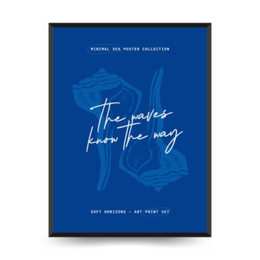 Yaz temalı düzenlenebilir vektör posteri: plaj, deniz, güneş, dalgalar, şemsiyeler. Asgari stil, kişiselleştirmesi kolay, baskı, dekor ve sosyal medya için ideal.