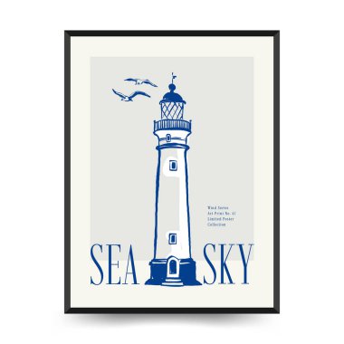 Yaz temalı düzenlenebilir vektör posteri: plaj, deniz, güneş, dalgalar, şemsiyeler. Asgari stil, kişiselleştirmesi kolay, baskı, dekor ve sosyal medya için ideal.