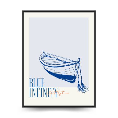 Yaz temalı düzenlenebilir vektör posteri: plaj, deniz, güneş, dalgalar, şemsiyeler. Asgari stil, kişiselleştirmesi kolay, baskı, dekor ve sosyal medya için ideal.