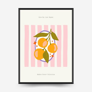 Soyut meyve ve sebze posterleri şablon şeklinde. Modern trend minimalist. Sağlıklı yiyecekler. Duvar kağıdı, duvar dekoru, baskı, kartpostal, kapak, şablon, pankart için el çizimi tasarımı.