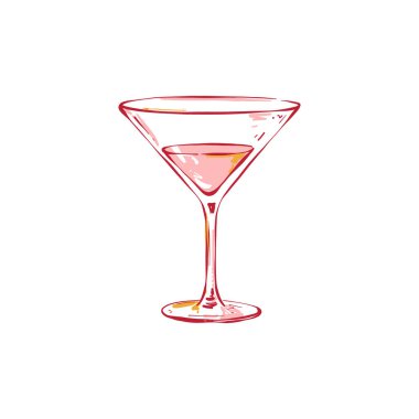 Bir kokteylin minimalist vektör çizimi. Modern tarzda el çizimi sanat, hafif arkaplanda şık bar tasarımı.