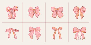 Fiyonkların minimalist vektör çizimleri. Modern tarzda el çizimi sanat, hafif arkaplanda dekoratif tasarım unsurları.