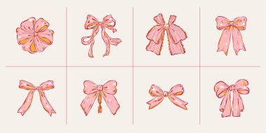 Fiyonkların minimalist vektör çizimleri. Modern tarzda el çizimi sanat, hafif arkaplanda dekoratif tasarım unsurları.