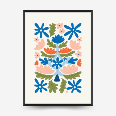 Mutlu Noeller ve mutlu yıllar dikey uçucu ya da poster şablonu. Modern trend Matisse minimal tarzı. Duvar kağıdı, duvar dekoru, baskı, kartpostal, kapak, şablon, pankart için el çizimi tasarımı.