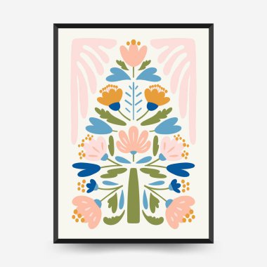 Mutlu Noeller ve mutlu yıllar dikey uçucu ya da poster şablonu. Modern trend Matisse minimal tarzı. Duvar kağıdı, duvar dekoru, baskı, kartpostal, kapak, şablon, pankart için el çizimi tasarımı.