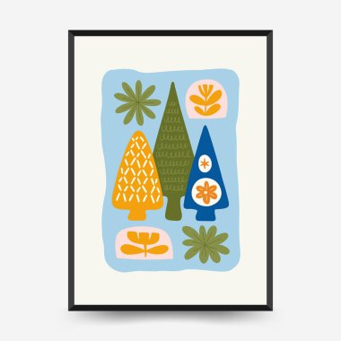 Mutlu Noeller ve mutlu yıllar dikey uçucu ya da poster şablonu. Modern trend Matisse minimal tarzı. Duvar kağıdı, duvar dekoru, baskı, kartpostal, kapak, şablon, pankart için el çizimi tasarımı.