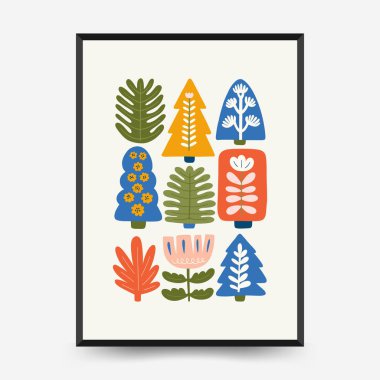 Mutlu Noeller ve mutlu yıllar dikey uçucu ya da poster şablonu. Modern trend Matisse minimal tarzı. Duvar kağıdı, duvar dekoru, baskı, kartpostal, kapak, şablon, pankart için el çizimi tasarımı.