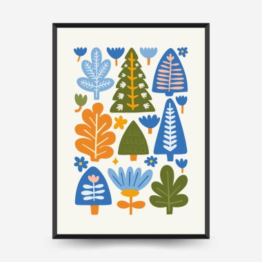 Mutlu Noeller ve mutlu yıllar dikey uçucu ya da poster şablonu. Modern trend Matisse minimal tarzı. Duvar kağıdı, duvar dekoru, baskı, kartpostal, kapak, şablon, pankart için el çizimi tasarımı.