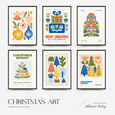 Mutlu Noeller ve mutlu yıllar dikey uçucu ya da poster şablonu. Modern moda minimal tarz. Duvar kağıdı, duvar dekoru, baskı, kartpostal, kapak, şablon, pankart için el çizimi tasarımı.