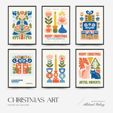 Mutlu Noeller ve mutlu yıllar dikey uçucu ya da poster şablonu. Modern moda minimal tarz. Duvar kağıdı, duvar dekoru, baskı, kartpostal, kapak, şablon, pankart için el çizimi tasarımı.