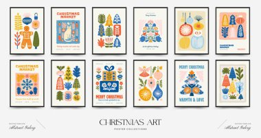 Mutlu Noeller ve mutlu yıllar dikey uçucu ya da poster şablonu. Modern moda minimal tarz. Duvar kağıdı, duvar dekoru, baskı, kartpostal, kapak, şablon, pankart için el çizimi tasarımı.