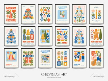 Mutlu Noeller ve mutlu yıllar dikey uçucu ya da poster şablonu. Modern moda minimal tarz. Duvar kağıdı, duvar dekoru, baskı, kartpostal, kapak, şablon, pankart için el çizimi tasarımı.