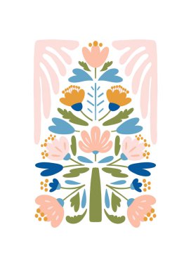 Mutlu Noeller ve mutlu yıllar illüstrasyonu. Modern moda minimal tarz. Duvar kağıdı, duvar dekoru, baskı, kartpostal, kapak, şablon, pankart için el çizimi tasarımı.