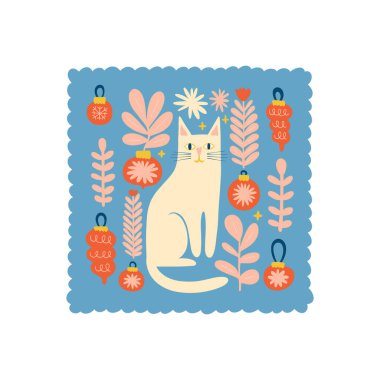 Mutlu Noeller ve mutlu yıllar illüstrasyonu. Modern moda minimal tarz. Duvar kağıdı, duvar dekoru, baskı, kartpostal, kapak, şablon, pankart için el çizimi tasarımı.