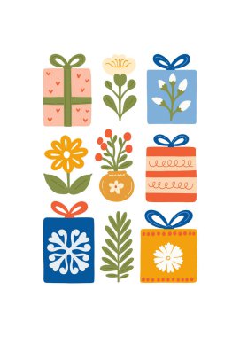 Mutlu Noeller ve mutlu yıllar illüstrasyonu. Modern moda minimal tarz. Duvar kağıdı, duvar dekoru, baskı, kartpostal, kapak, şablon, pankart için el çizimi tasarımı.