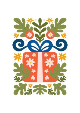 Mutlu Noeller ve mutlu yıllar illüstrasyonu. Modern moda minimal tarz. Duvar kağıdı, duvar dekoru, baskı, kartpostal, kapak, şablon, pankart için el çizimi tasarımı.