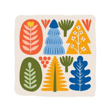 Mutlu Noeller ve mutlu yıllar illüstrasyonu. Modern moda minimal tarz. Duvar kağıdı, duvar dekoru, baskı, kartpostal, kapak, şablon, pankart için el çizimi tasarımı.