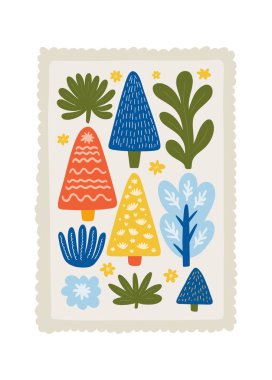 Mutlu Noeller ve mutlu yıllar illüstrasyonu. Modern moda minimal tarz. Duvar kağıdı, duvar dekoru, baskı, kartpostal, kapak, şablon, pankart için el çizimi tasarımı.