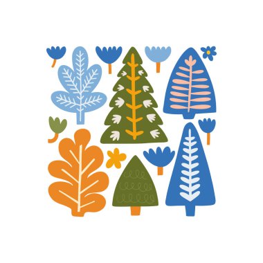 Mutlu Noeller ve mutlu yıllar illüstrasyonu. Modern moda minimal tarz. Duvar kağıdı, duvar dekoru, baskı, kartpostal, kapak, şablon, pankart için el çizimi tasarımı.