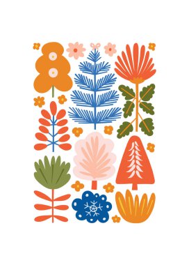 Mutlu Noeller ve mutlu yıllar illüstrasyonu. Modern moda minimal tarz. Duvar kağıdı, duvar dekoru, baskı, kartpostal, kapak, şablon, pankart için el çizimi tasarımı.