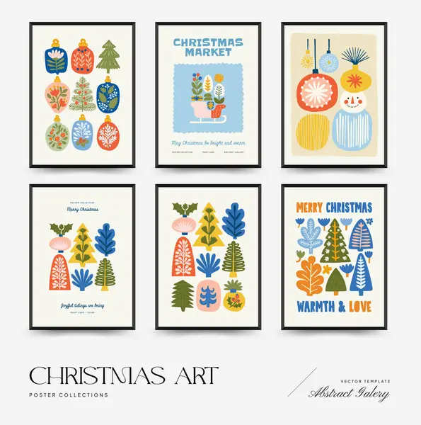 Mutlu Noeller ve mutlu yıllar dikey uçucu ya da poster şablonu. Modern moda minimal tarz. Duvar kağıdı, duvar dekoru, baskı, kartpostal, kapak, şablon, pankart için el çizimi tasarımı.