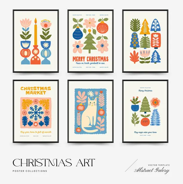 Mutlu Noeller ve mutlu yıllar dikey uçucu ya da poster şablonu. Modern moda minimal tarz. Duvar kağıdı, duvar dekoru, baskı, kartpostal, kapak, şablon, pankart için el çizimi tasarımı.