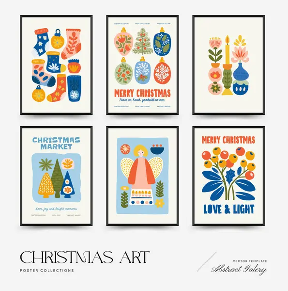 Mutlu Noeller ve mutlu yıllar dikey uçucu ya da poster şablonu. Modern moda minimal tarz. Duvar kağıdı, duvar dekoru, baskı, kartpostal, kapak, şablon, pankart için el çizimi tasarımı.