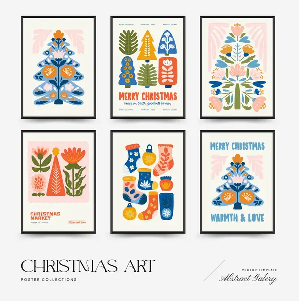 Mutlu Noeller ve mutlu yıllar dikey uçucu ya da poster şablonu. Modern moda minimal tarz. Duvar kağıdı, duvar dekoru, baskı, kartpostal, kapak, şablon, pankart için el çizimi tasarımı.