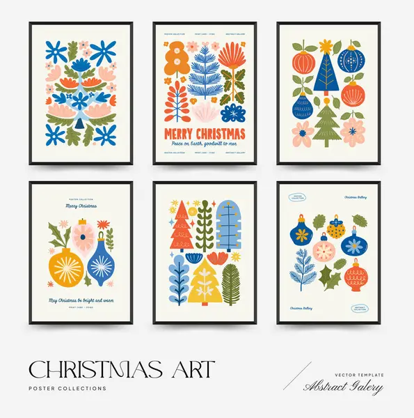 Mutlu Noeller ve mutlu yıllar dikey uçucu ya da poster şablonu. Modern moda minimal tarz. Duvar kağıdı, duvar dekoru, baskı, kartpostal, kapak, şablon, pankart için el çizimi tasarımı.