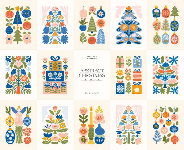 Mutlu Noeller ve mutlu yıllar illüstrasyonu. Modern moda minimal tarz. Duvar kağıdı, duvar dekoru, baskı, kartpostal, kapak, şablon, pankart için el çizimi tasarımı.