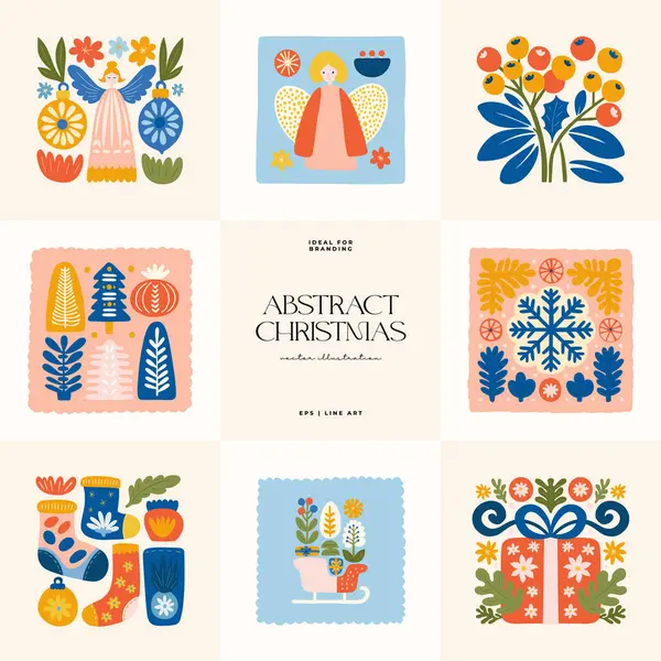 Mutlu Noeller ve mutlu yıllar illüstrasyonu. Modern moda minimal tarz. Duvar kağıdı, duvar dekoru, baskı, kartpostal, kapak, şablon, pankart için el çizimi tasarımı.