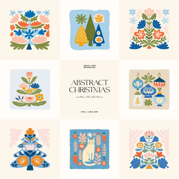 Mutlu Noeller ve mutlu yıllar illüstrasyonu. Modern moda minimal tarz. Duvar kağıdı, duvar dekoru, baskı, kartpostal, kapak, şablon, pankart için el çizimi tasarımı.